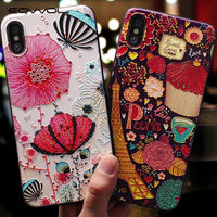 Case Cute 3D Emboss Cartoon Patterned Phone Case For iphone X 8 7 6 6S