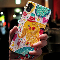 Case Cute 3D Emboss Cartoon Patterned Phone Case For iphone X 8 7 6 6S