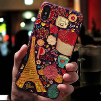 Case Cute 3D Emboss Cartoon Patterned Phone Case For iphone X 8 7 6 6S