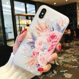 Phone Case For iPhone 7 8 Plus XS Max XR Rose Floral Cases