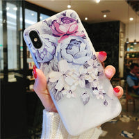 Phone Case For iPhone 7 8 Plus XS Max XR Rose Floral Cases