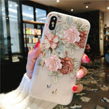 Phone Case For iPhone 7 8 Plus XS Max XR Rose Floral Cases