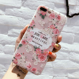 Phone Case For iPhone 7 8 Plus XS Max XR Rose Floral Cases