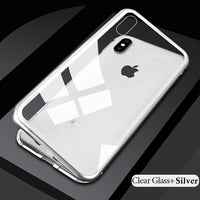 Magnetic Case for iPhone XR XS MAX X 8 Plus 7 + Metal Tempered Glass Back Magnet Cases