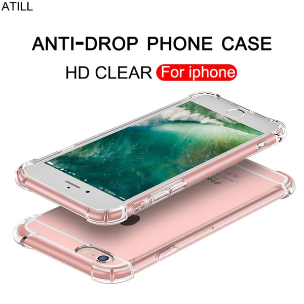 Anti-fall Transparent TPU Silicone Case For iPhone 7 6 6S 8 Plus 5S X XS MAX XR