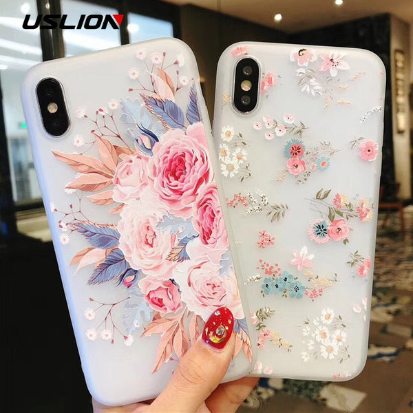 Phone Case For iPhone 7 8 Plus XS Max XR Rose Floral Cases