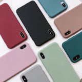 Case Solid Color Silicone Couples Cases For iphone XR X XS Max 6 6S 7 8 Plus C