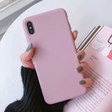 Case Solid Color Silicone Couples Cases For iphone XR X XS Max 6 6S 7 8 Plus C