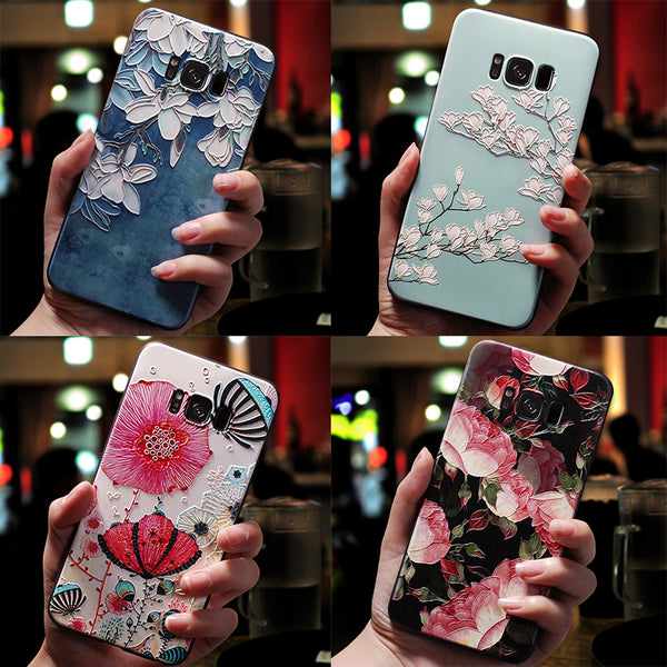 Case 3D Flower Emboss Case For Samsung Galaxy J7 J3 J5 A5 J4 J6 A6 Plus J8 A7